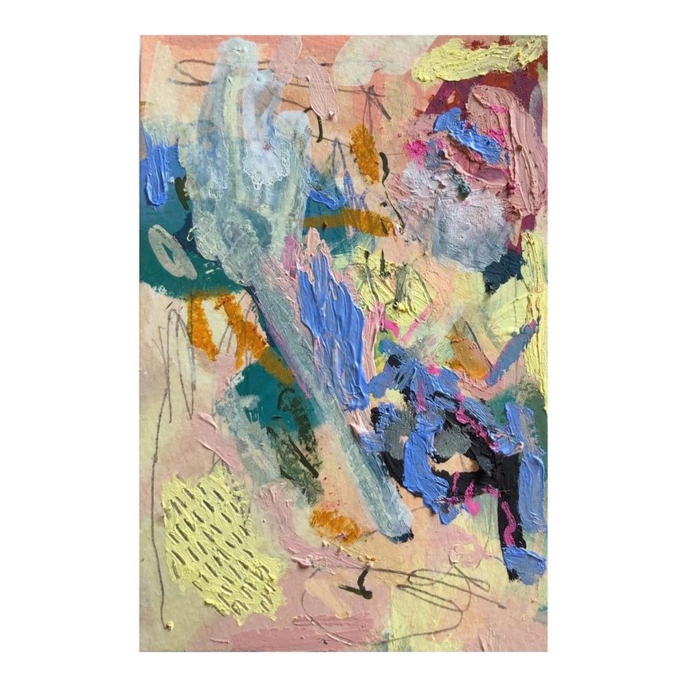 original abstract art - mixed media on paper, 4” x 6”